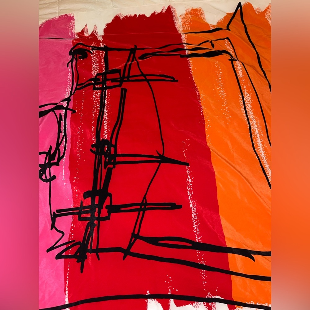 Vibrant Abstract Artistic Style Scarf - 34”x37”